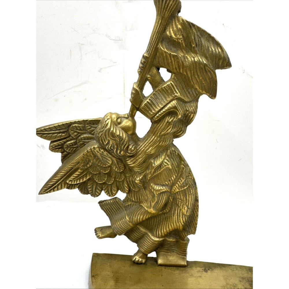 Vintage Brass Angel With Blowing Horn Bookend 8x5.25 Inches - Picture 3 of 4
